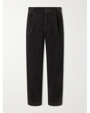 Barena Straight-Leg Pleated Cotton-Blend Corduroy Trousers - Black