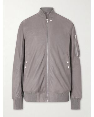Rick Owens Leather Bomber Jacket - Grey