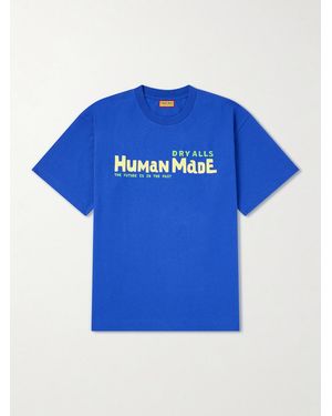 Human Made Logo-Print Cotton-Jersey T-Shirt - Blue