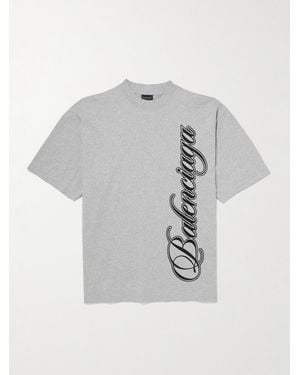 Balenciaga Logo-Embroidered Cotton-Jersey T-Shirt - White