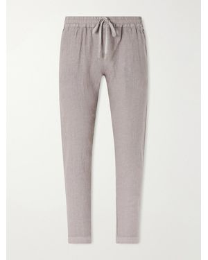 Thom Sweeney Straight-leg Linen Drawstring Trousers - Grey