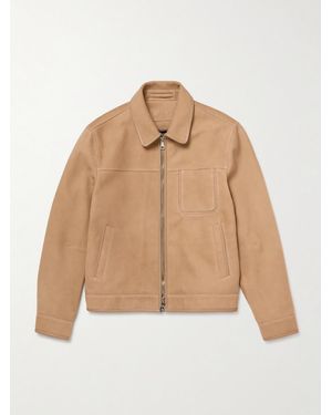 MR P. Panelled Leather-Trimmed Suede Jacket - Natural