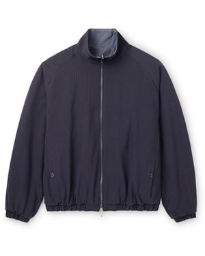 STÒFFA Reversible Wool-seersucker And Poplin Bomber Jacket - Blue