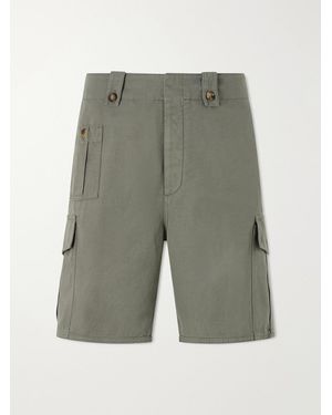 Brunello Cucinelli Straight-Leg Cotton And Linen-Blend Canvas Bermuda Shorts - Green
