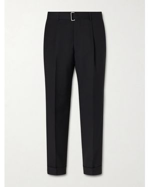 Officine Generale Hugo Straight-leg Belted Virgin Wool Suit Trousers - Black