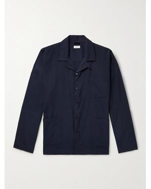 Sunspel Camp-Collar Cotton-Twill Pyjama Shirt - Blue