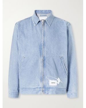 WTAPS Wrecker Logo-Appliquéd Paint-Splattered Denim Jacket - Blue