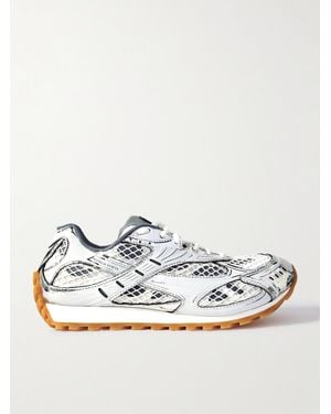 Bottega Veneta Orbit Metallic Rubber And Mesh Trainers