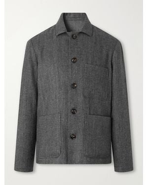 Piacenza 1733 Herringbone Virgin Wool, Silk And Cashmere-Blend Twill Chore Jacket - Grey