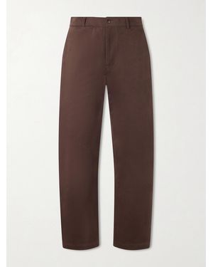 De Bonne Facture Straight-Leg Cotton-Twill Suit Trousers - Brown