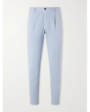 Slowear Tapered Pleated Cotton-blend Gabardine Trousers - Blue