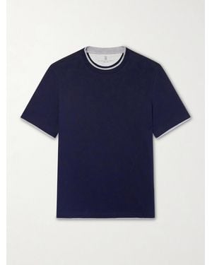 Brunello Cucinelli Layered Cotton-Jersey T-Shirt - Blue