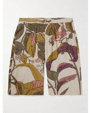 11.11/eleven eleven Straight-leg Printed Silk Drawstring Shorts - Brown