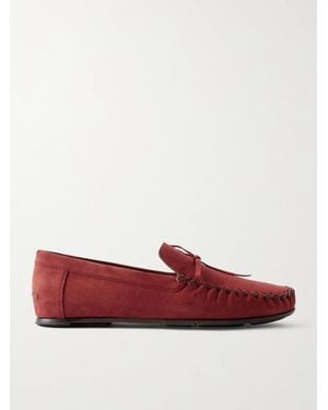 Manolo Blahnik Gargano Tasselled Nubuck Driving Shoes - Red