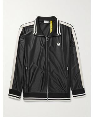 Moncler Genius 8 Palm Angels Logo-Appliquéd Striped Satin-Jersey Track Jacket - Black