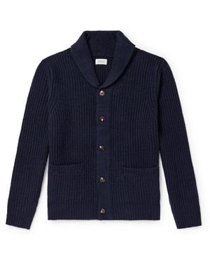 Hartford Shawl-Collar Ribbed Wool Cardigan - Blue