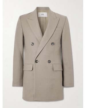 Ami Paris Double-Breasted Wool-Twill Blazer - Natural