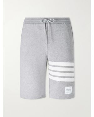 Thom Browne Striped Loopback Cotton-Jersey Shorts - Grey