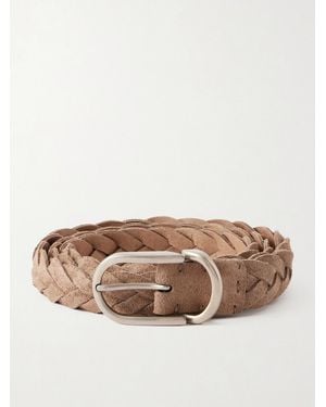 Brunello Cucinelli 3cm Woven Suede Belt - Natural