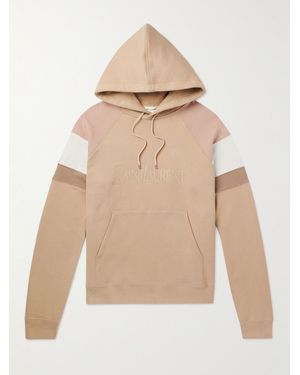 Saint Laurent Hoodie aus Baumwoll-Jersey mit Logostickerei in Colour-Block-Optik - Natur