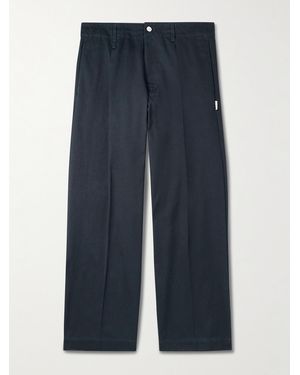 Human Made Wide-Leg Pleated Cotton-Twill Trousers - Blue
