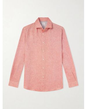 Brunello Cucinelli Cutaway-collar Linen Shirt - Pink