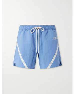 CHERRY LA Logo-Printed Woven Straight-Leg Shorts - Blue