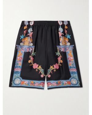 Versace Silk Shorts With "Coral Theatre" Print - Multicolour
