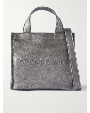 Acne Studios Logo-Embossed Metallic Denim Tote Bag - Grey