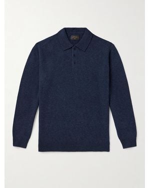 Beams Plus Wool Polo Shirt - Blue