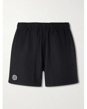 Bode Field Straight-Leg Logo-Embroidered Cotton-Twill Shorts - Black