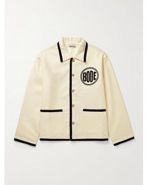 Bode Player Bead-Embellished Felted Wool-Blend Twill Jacket - Natural