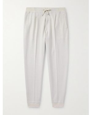 Brunello Cucinelli Tapered Pleated Cashmere-Blend Jersey Joggers - White