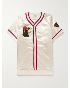 Bode Redtail Appliquéd Embroidered Satin Shirt - Natural