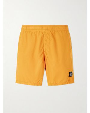 Stone Island Straight-Leg Mid-Length Logo-Print Shell Swim Shorts - Yellow
