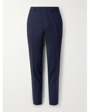 Boglioli Straight-Leg Garment-Dyed Wool-Blend Trousers - Blue