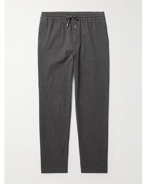 MR P. Straight-Leg Checked Cotton-Blend Hopsack Drawstring Trousers - Grey