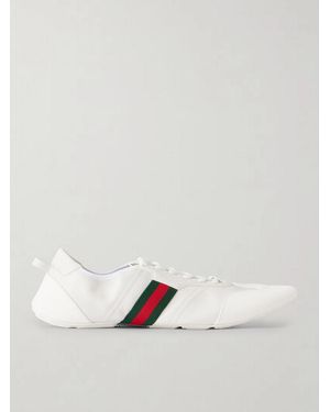 Gucci Flex Suede-trimmed Leather Trainers - White