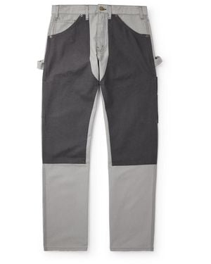 CHERRY LA Straight-leg Double-knee Cotton-canvas Pants - Gray