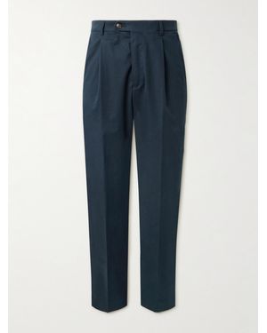 Umit Benan Richard Straight-leg Pleated Cotton-blend Twill Suit Pants - Blue