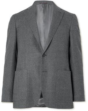 Canali Herringbone Wool Blazer - Gray