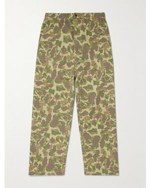 Kapital Wide-Leg Camouflage-Print Herringbone Cotton Trousers - Green