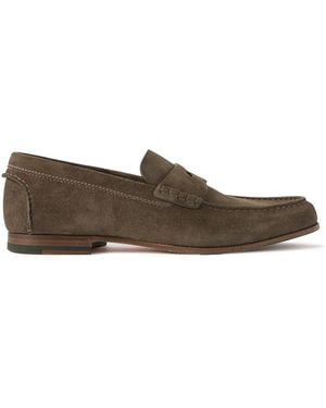 dunhill Heddon Flex Suede Penny Loafers - Brown