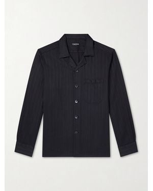 Tom Ford Cotton And Silk-blend Pyjama Shirt - Blue