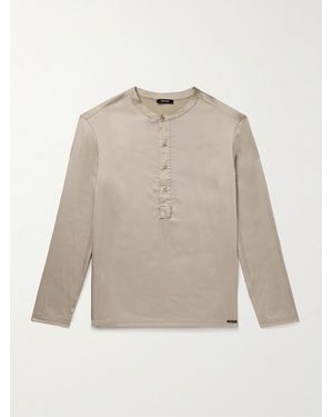 Tom Ford Stretch-Silk Satin Henley Pyjama Top - Natural