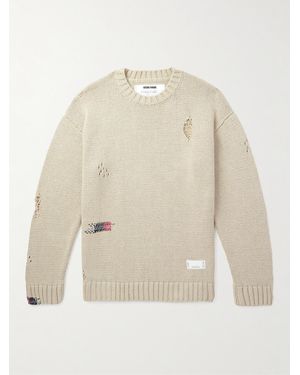 Neighborhood Savage Pullover aus Baumwolle in Distressed-Optik - Natur