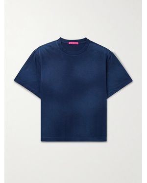 The Elder Statesman Sunbleached Cotton And Cashmere-Blend Jersey T-Shirt - Blue