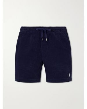 Polo Ralph Lauren Straight-leg Logo-embroidered Cotton-corduroy Drawstring Shorts - Blue