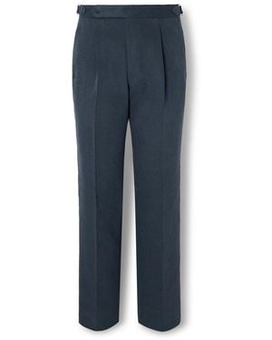STÒFFA Tapered Pleated Cotton-Canvas Pants - Blue