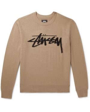 Stussy Logo-intarsia Brushed-knit Jumper - Multicolour
